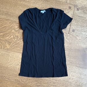 James Perse Deep V-Neck Black Tee
